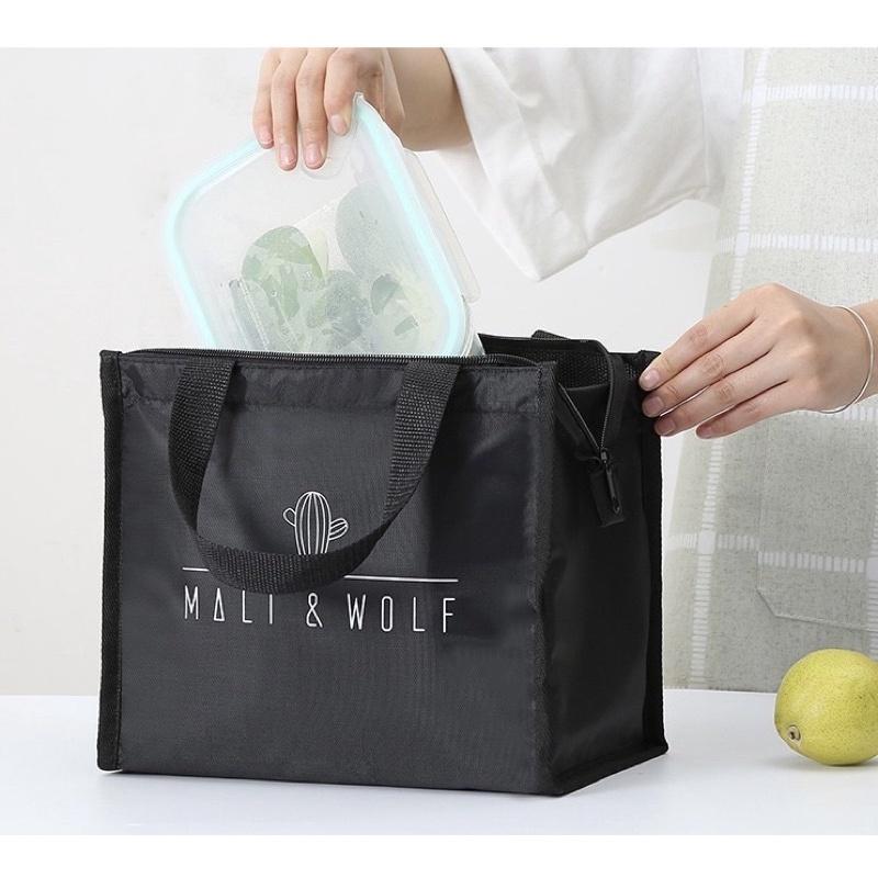 簡約加厚手提便當包 拉鍊封口 內裡分隔設計 午餐包 保冷保溫 大容量防水加厚手提餐盒野餐包 保冰飯盒袋 網眼 內有隔層-細節圖7
