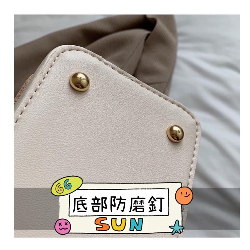 韓版造型撞色小口袋小水桶包 拉鏈口 女生手提肩背包 帆布包PU皮革包百搭 斜背包百搭加寬背帶 肩背側背斜跨包 背帶可拆-細節圖6