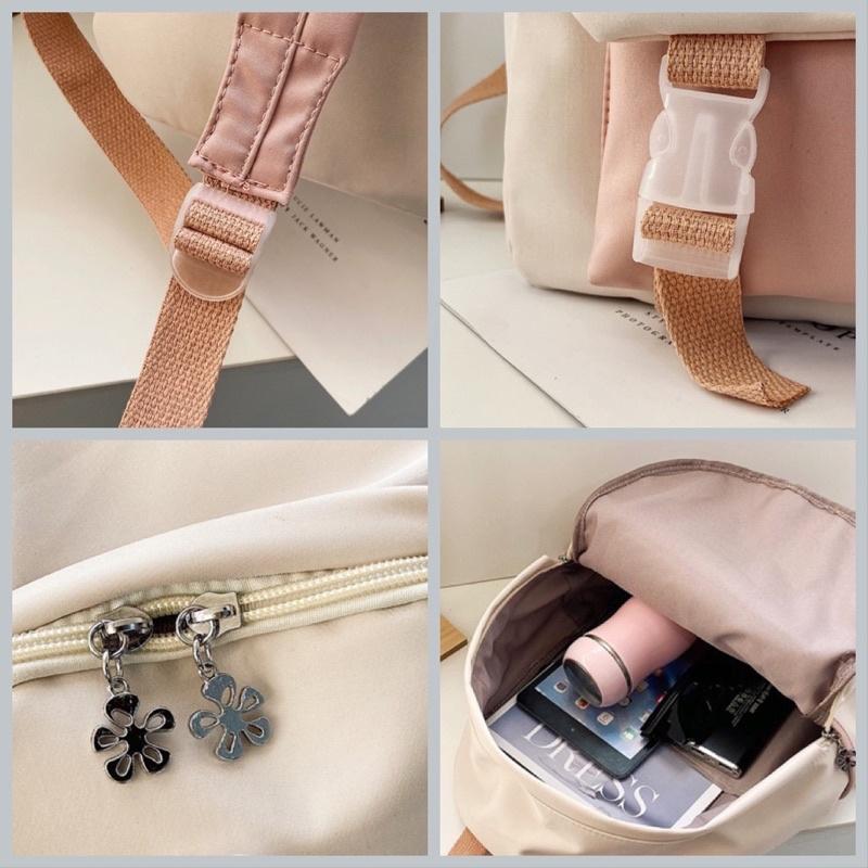 小清新撞色後背包 書包🎒高中大學生雙肩背包ins風 森系日系學院風 韓版雙肩包 肩帶可調整 多空間收納 百搭 可自行裝飾-細節圖6