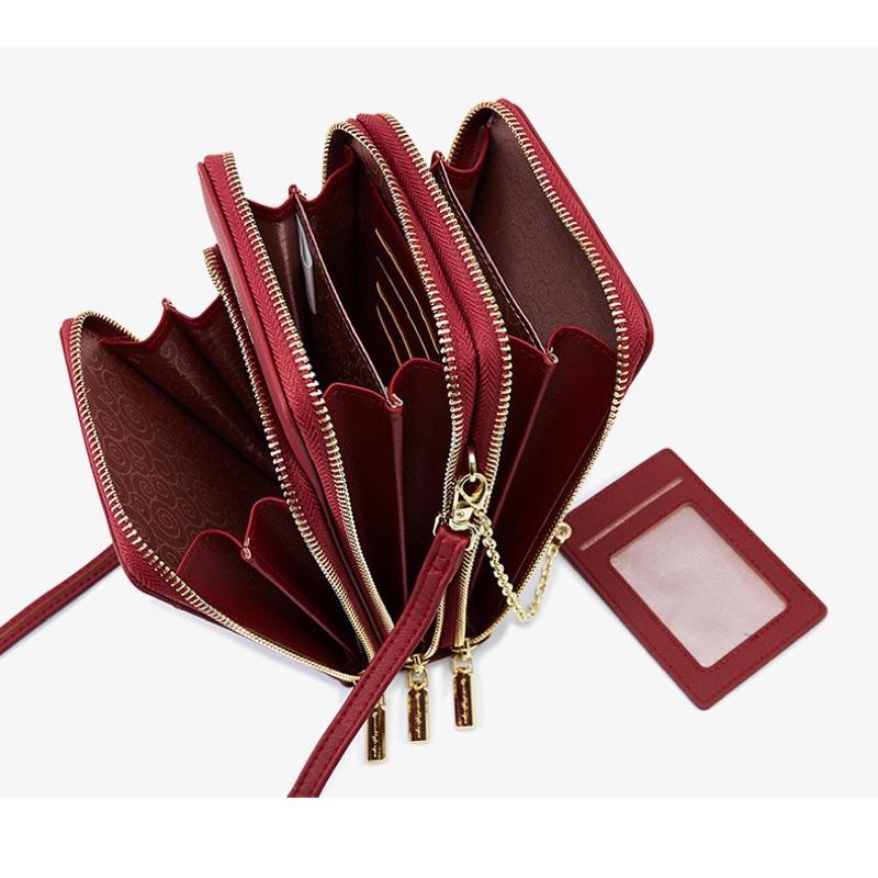 新款多隔層PU手機包 時尚風琴包 簡約百搭 多功能斜跨包 實用斜背包 韓版小包 便攜 肩帶可調整長短 肩帶可拆卸 附卡套-細節圖5