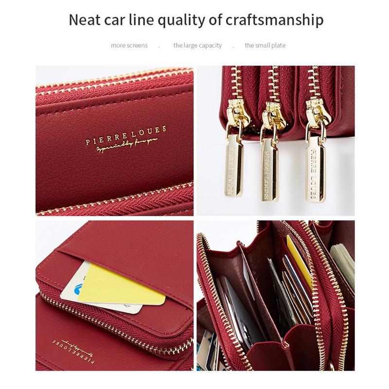 新款多隔層PU手機包 時尚風琴包 簡約百搭 多功能斜跨包 實用斜背包 韓版小包 便攜 肩帶可調整長短 肩帶可拆卸 附卡套-細節圖6