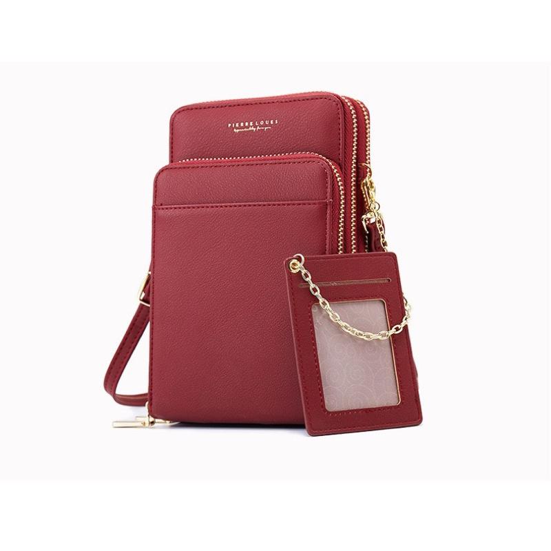 新款多隔層PU手機包 時尚風琴包 簡約百搭 多功能斜跨包 實用斜背包 韓版小包 便攜 肩帶可調整長短 肩帶可拆卸 附卡套-細節圖7