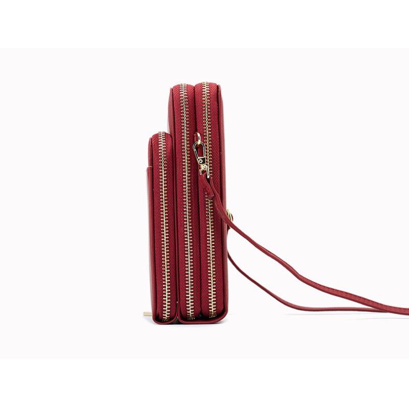 新款多隔層PU手機包 時尚風琴包 簡約百搭 多功能斜跨包 實用斜背包 韓版小包 便攜 肩帶可調整長短 肩帶可拆卸 附卡套-細節圖8