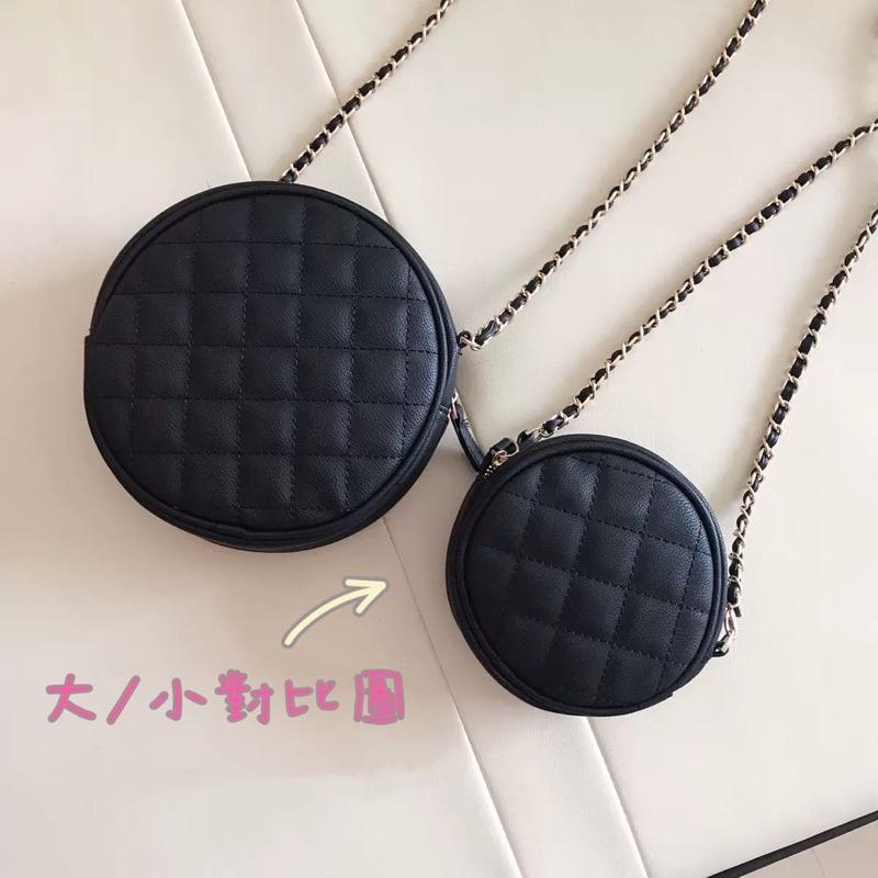 韓國 新款可愛迷你菱格小香風 鏈條包 小圓形包 圓餅包 單肩斜挎包 立體造型 PU皮 小巧 百搭 方便攜帶 氣質款-細節圖2