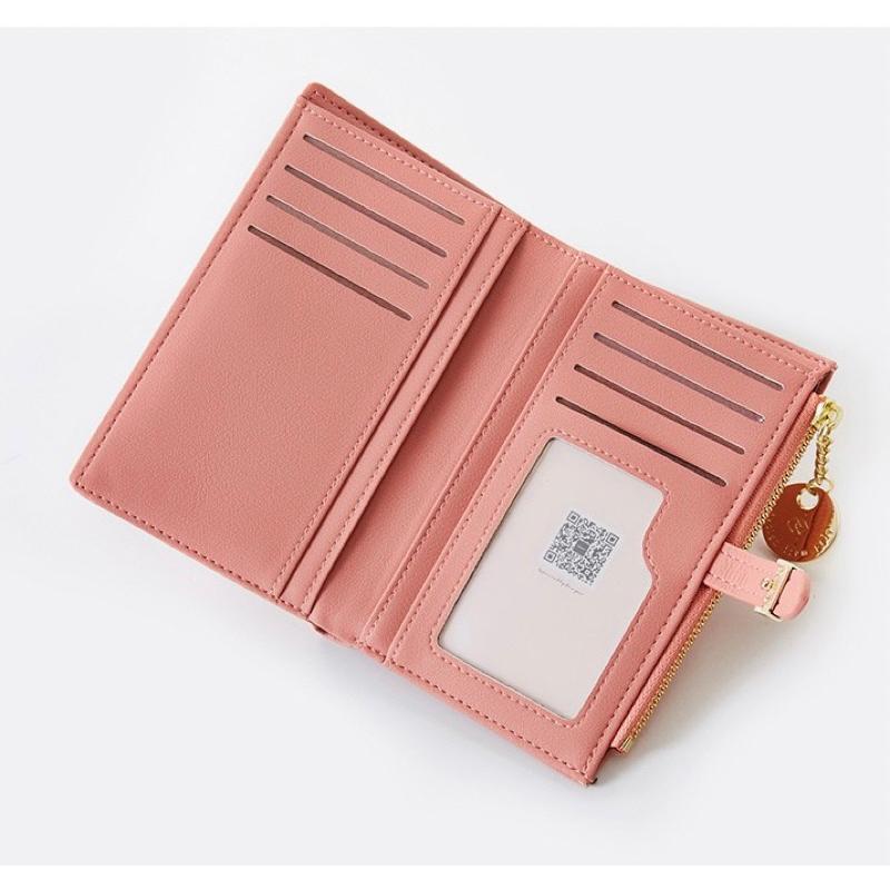 新款多隔層中夾 糖果色皮夾 時尚簡約 短款鈔票夾雙摺零錢包 柔軟PU皮質 大開口 多卡夾 多功能 素面 防磨耐刮-細節圖3