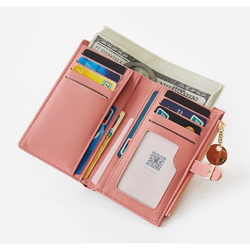 新款多隔層中夾 糖果色皮夾 時尚簡約 短款鈔票夾雙摺零錢包 柔軟PU皮質 大開口 多卡夾 多功能 素面 防磨耐刮-細節圖6