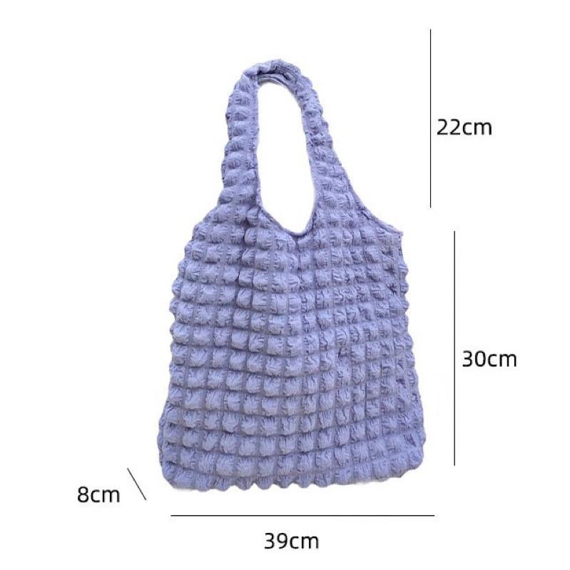 新款雲朵泡泡造型單肩包 泡芙背心包簡約皺摺感 洋氣手提包 雪紡紗帆布包 輕量款 雙層 附內袋收納 莫蘭迪色系 素色-細節圖2