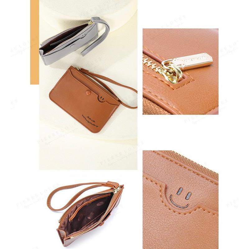 時尚手拿零錢包 PU手拎包 卡包薄款收納包 新款小拉鍊包可愛小錢包 前扣子收納 後拉鍊收納 百搭好攜帶-細節圖5