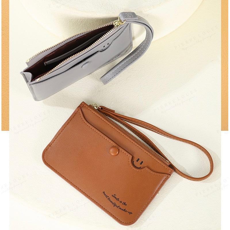 時尚手拿零錢包 PU手拎包 卡包薄款收納包 新款小拉鍊包可愛小錢包 前扣子收納 後拉鍊收納 百搭好攜帶-細節圖7