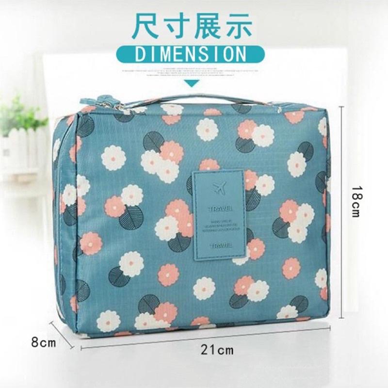 新款繽紛印花防水收納包 旅行大容量 韓版 多格層好分類 立體 便攜可手提洗漱化妝包 旅行旅遊輕便防撥水 超輕量-細節圖2