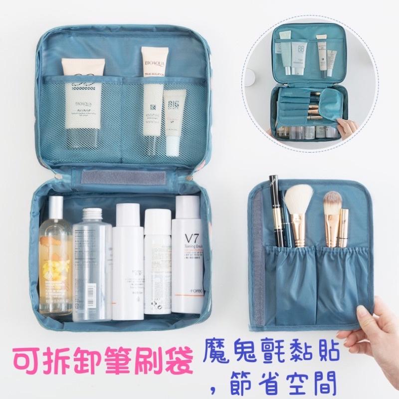 新款繽紛印花防水收納包 旅行大容量 韓版 多格層好分類 立體 便攜可手提洗漱化妝包 旅行旅遊輕便防撥水 超輕量-細節圖3