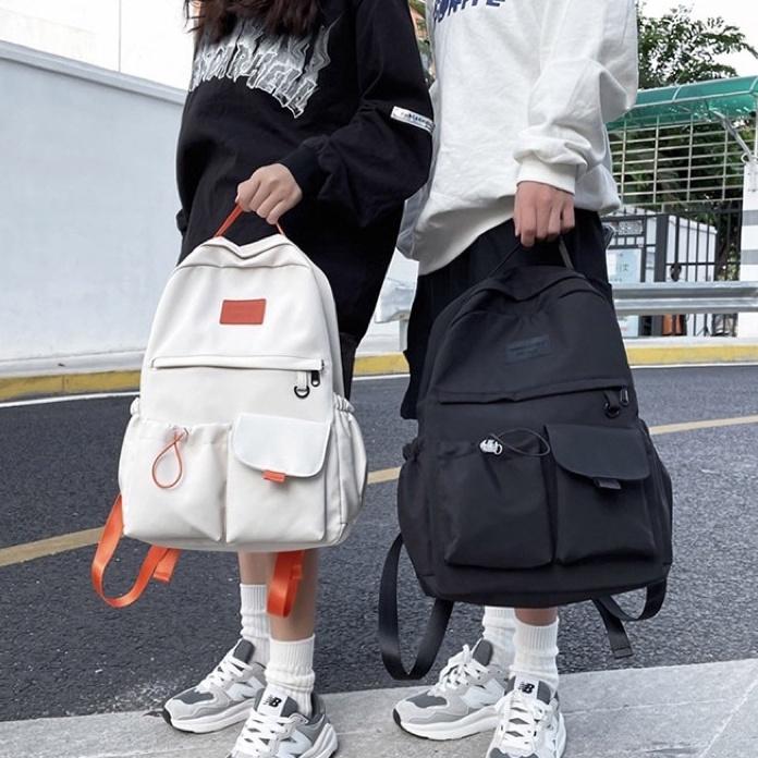 多功能防撥水尼龍布雙肩後背包 肩帶加固撞色織帶 跳色 抽繩設計 韓版書包 新款 百搭休閒 個性雙肩包 校園風 多格收-細節圖5