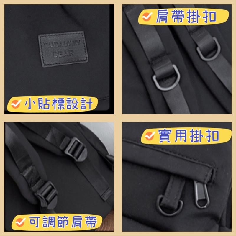 多功能防撥水尼龍布雙肩後背包 肩帶加固撞色織帶 跳色 抽繩設計 韓版書包 新款 百搭休閒 個性雙肩包 校園風 多格收-細節圖6