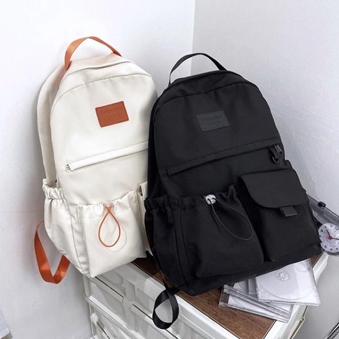 多功能防撥水尼龍布雙肩後背包 肩帶加固撞色織帶 跳色 抽繩設計 韓版書包 新款 百搭休閒 個性雙肩包 校園風 多格收-細節圖8