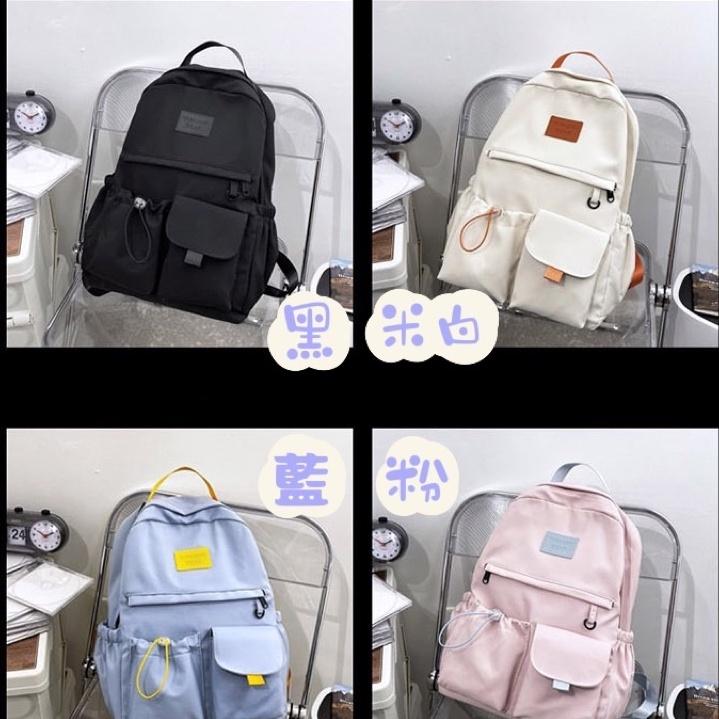 多功能防撥水尼龍布雙肩後背包 肩帶加固撞色織帶 跳色 抽繩設計 韓版書包 新款 百搭休閒 個性雙肩包 校園風 多格收-細節圖9