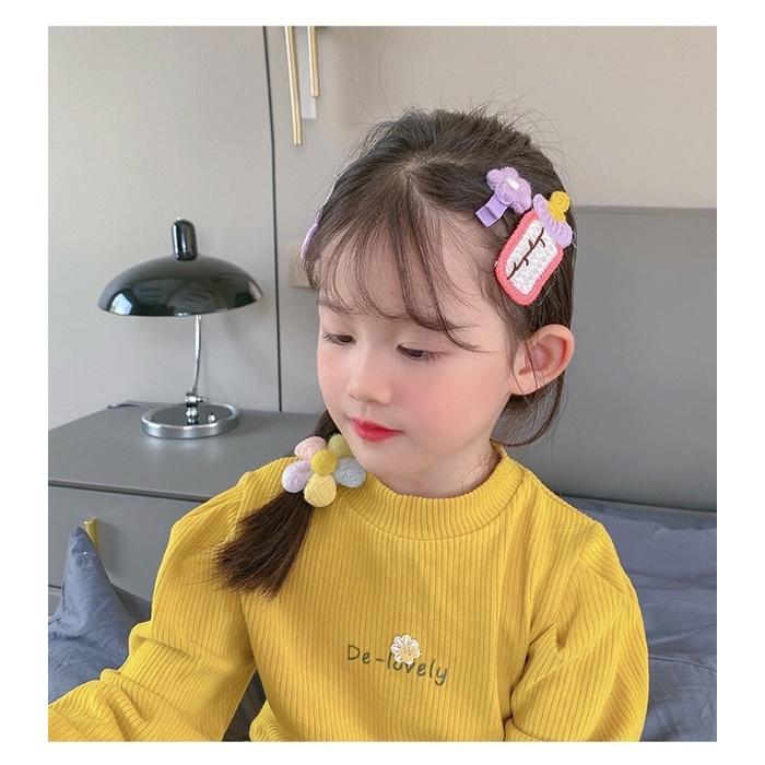 新款毛絨兒童蝴蝶結髮夾9件組 不傷髮 超可愛 小熊毛線編織髮夾 瀏海夾 邊夾 波點愛心髮飾 小花 奶瓶-細節圖6