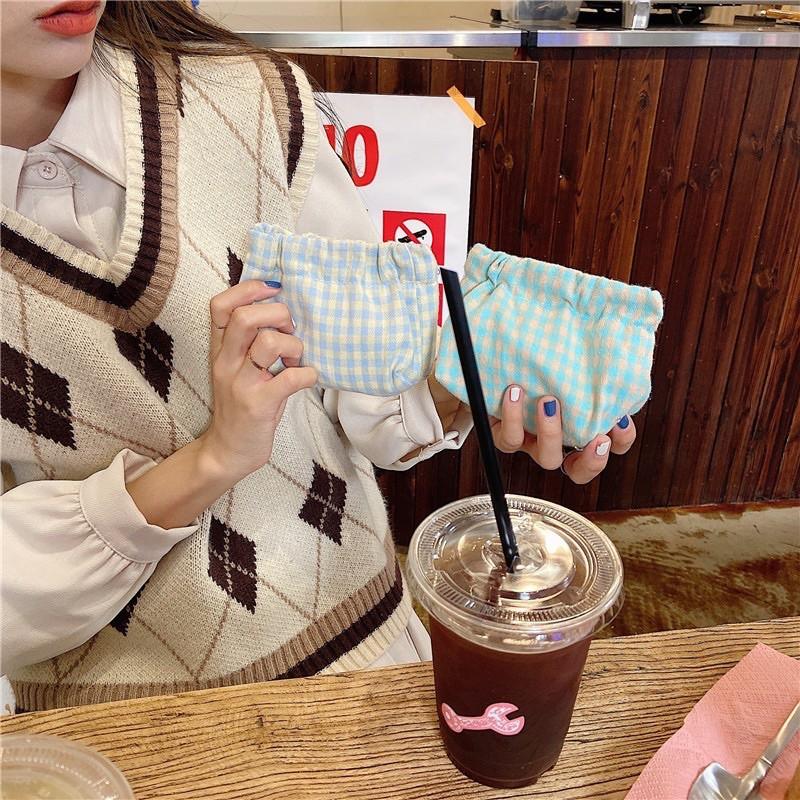 新款彈片格紋口金包小清新口紅包零錢耳機棉布收納袋化妝包 簡單封口易開合 經典 馬卡龍色 暖暖春天氣息 雙層棉布 保護收納-細節圖5