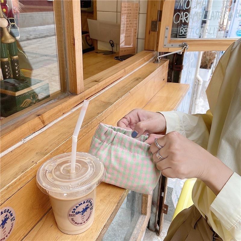 新款彈片格紋口金包小清新口紅包零錢耳機棉布收納袋化妝包 簡單封口易開合 經典 馬卡龍色 暖暖春天氣息 雙層棉布 保護收納-細節圖8