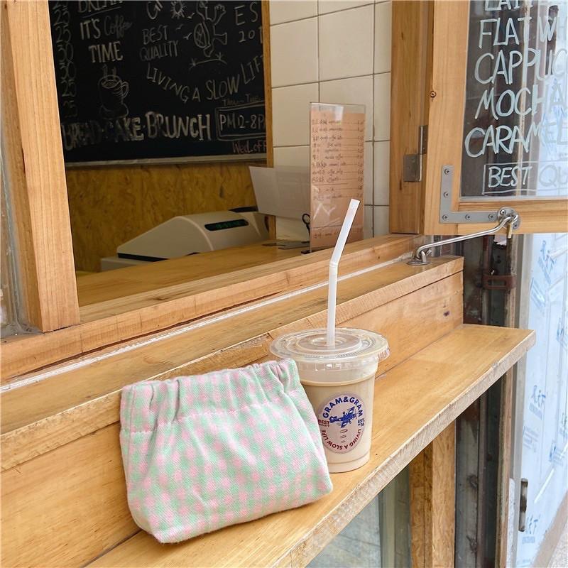 新款彈片格紋口金包小清新口紅包零錢耳機棉布收納袋化妝包 簡單封口易開合 經典 馬卡龍色 暖暖春天氣息 雙層棉布 保護收納-細節圖9