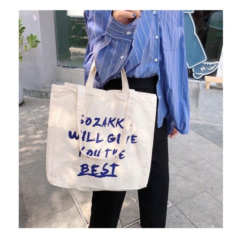 大容量塗鴉手寫風格帆布包慵懶風隨性單肩包側邊加寬日系肩背手提兩用布袋 百搭耐用 大學生適用 旅行外出必備磁扣閉合拉鍊內袋-細節圖5