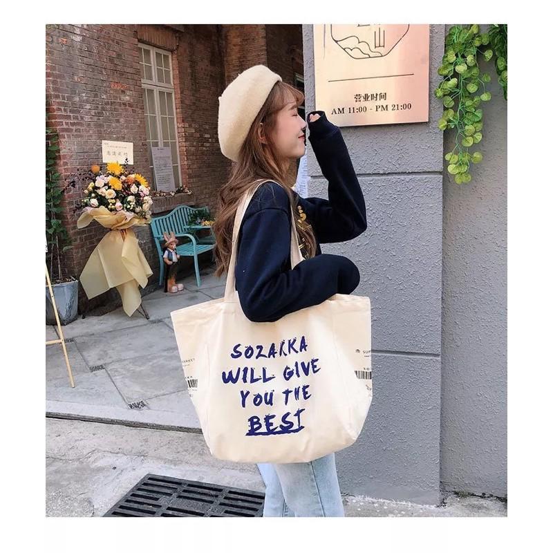 大容量塗鴉手寫風格帆布包慵懶風隨性單肩包側邊加寬日系肩背手提兩用布袋 百搭耐用 大學生適用 旅行外出必備磁扣閉合拉鍊內袋-細節圖7