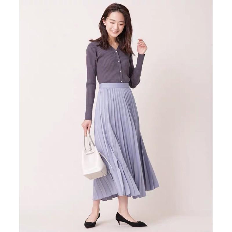 春夏雪紡面料優雅大氣百褶裙半裙 藍紫色 有內裡 不透光 上班族百搭款-細節圖3