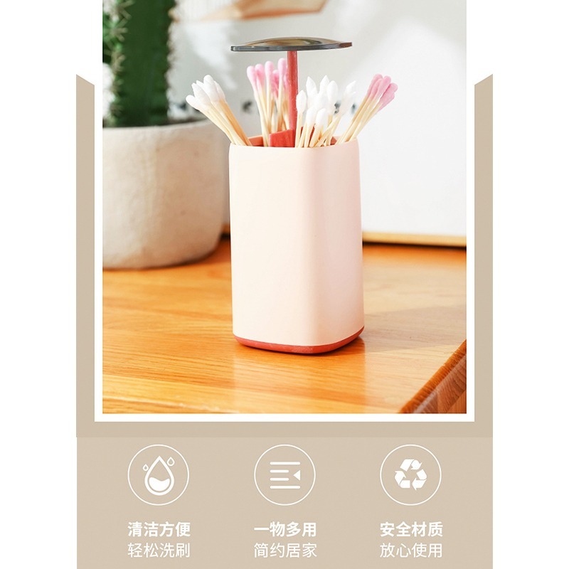 DH146｜棉花棒收納盒 按壓式自動棉花棒盒簡約牙籤收納盒 牙籤筒 棉花棒盒 棉花棒 收納 牙籤 收納-細節圖4