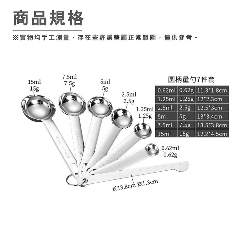 DA141｜不鏽鋼量杓組 計量匙 量匙 4件 7件組 調料匙 烘焙-細節圖8