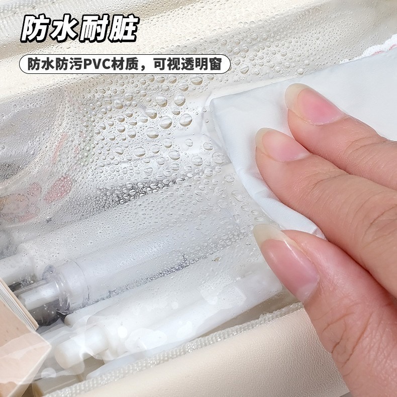 B758｜奶鹽雙層透明筆袋 大容量收納鉛筆文具盒 透明筆袋 鉛筆盒 日系文具袋 筆袋-細節圖3