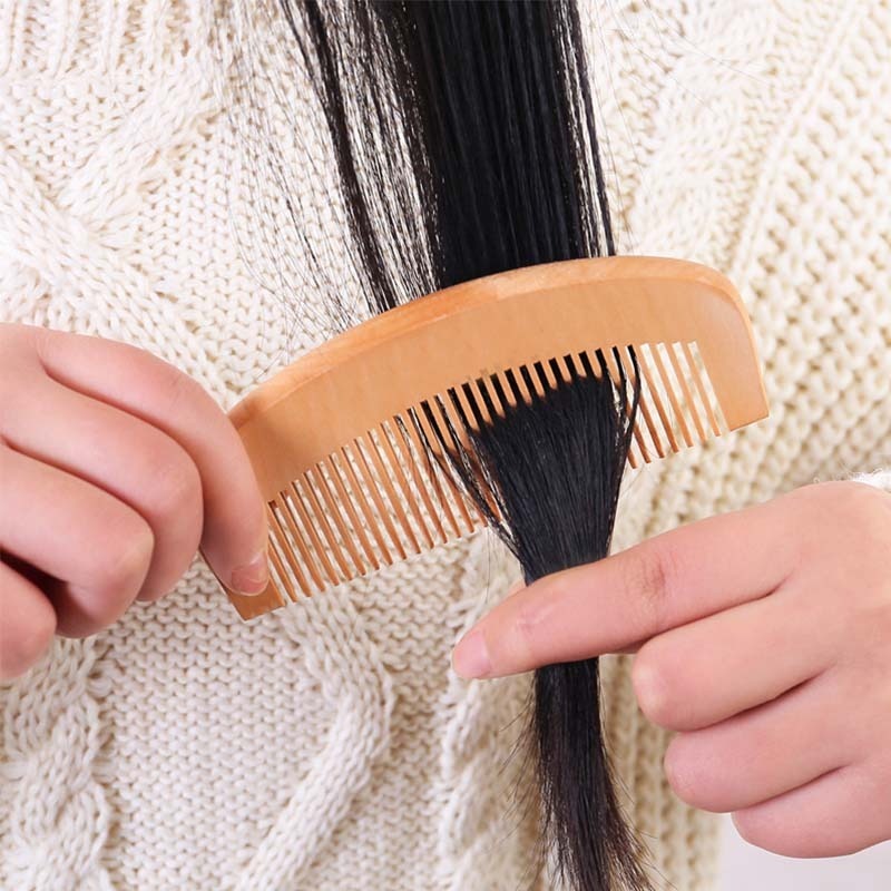 B878｜天然桃木梳 按摩 健康 加厚 防靜電 木梳 木梳子 便攜化妝小梳子 梳子 隨身梳 頭部按摩 無柄木梳-細節圖2