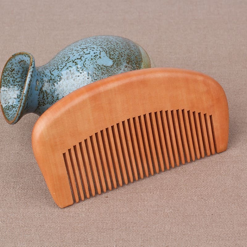 B878｜天然桃木梳 按摩 健康 加厚 防靜電 木梳 木梳子 便攜化妝小梳子 梳子 隨身梳 頭部按摩 無柄木梳-細節圖5