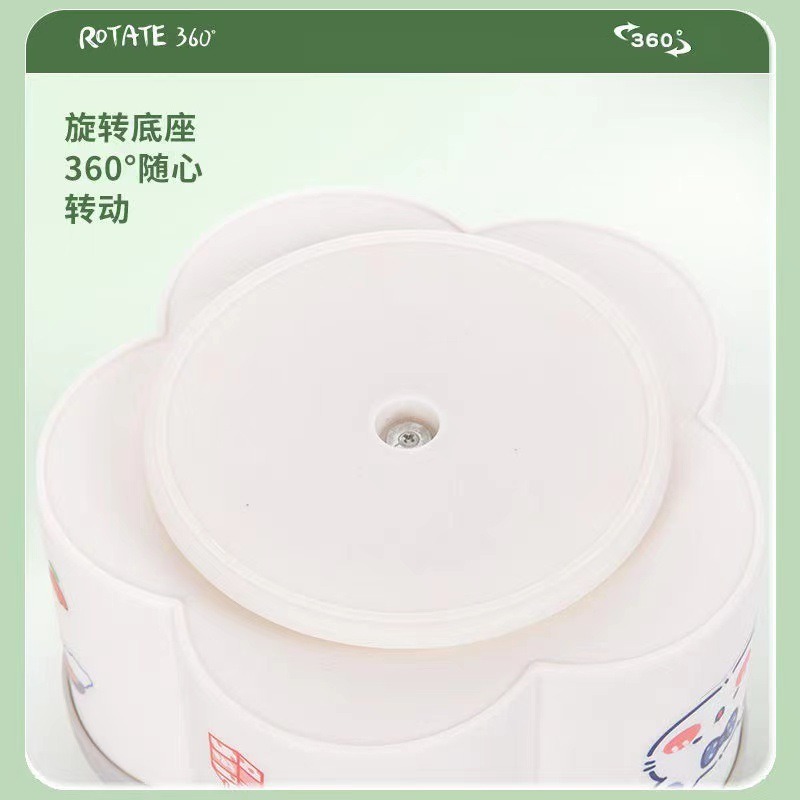 DH032｜梅花型旋轉筆筒收納盒 大容量文具收納筒 功能分格收納筒 辦公室桌麵收納盒 簡約化妝刷收納筒 筆桶-細節圖8