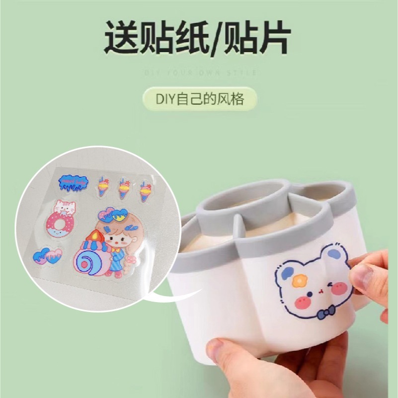 DH032｜梅花型旋轉筆筒收納盒 大容量文具收納筒 功能分格收納筒 辦公室桌麵收納盒 簡約化妝刷收納筒 筆桶-細節圖9