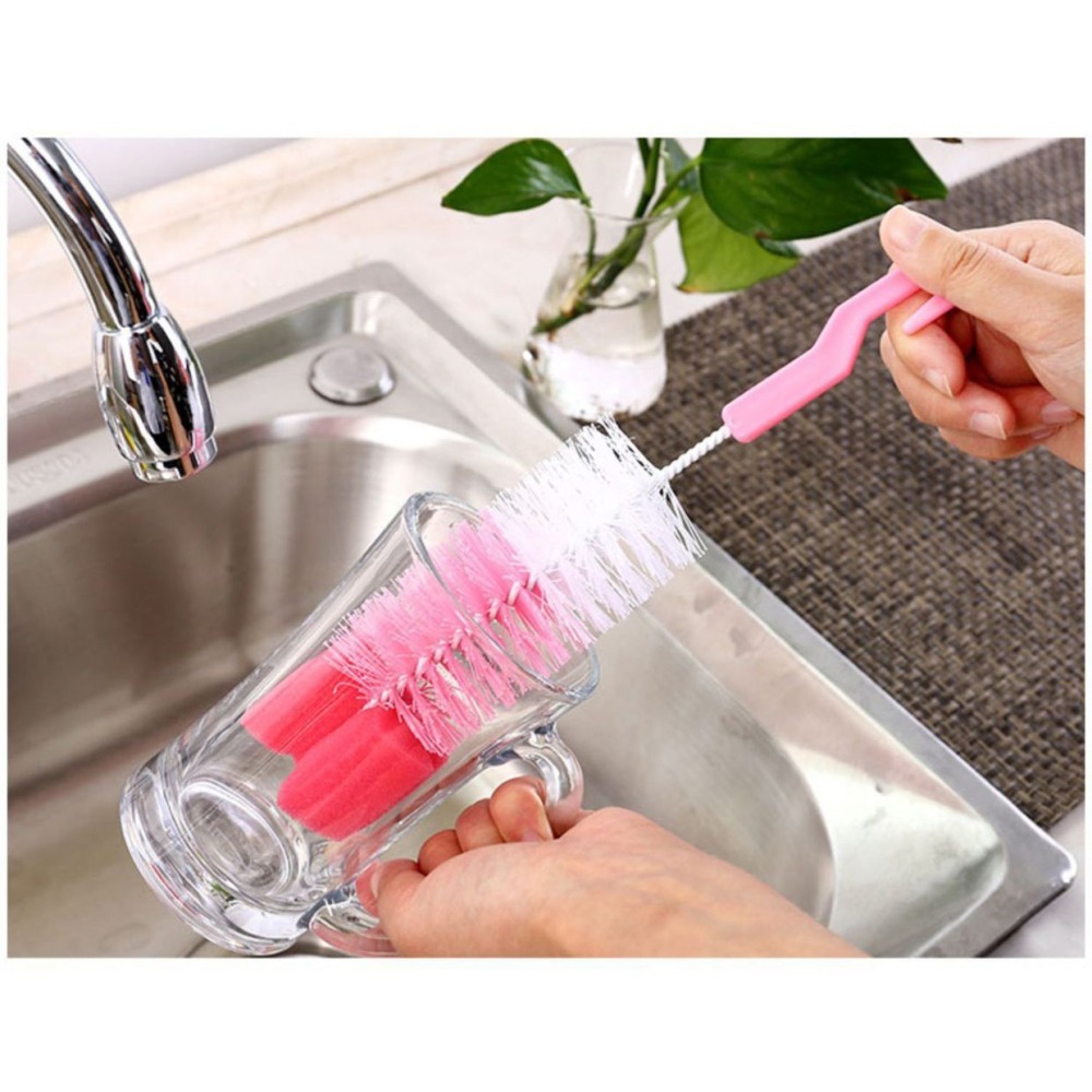 DH128｜長柄奶瓶刷 廚房細毛海綿刷 清潔杯刷 海綿洗杯刷 長手柄 清潔刷 茶具清潔刷 清潔刷 長柄杯刷-細節圖2