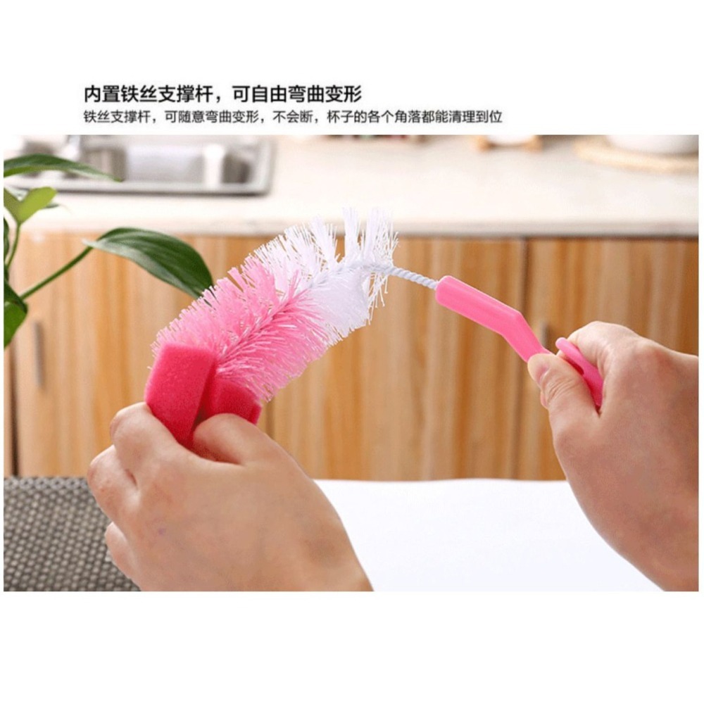DH128｜長柄奶瓶刷 廚房細毛海綿刷 清潔杯刷 海綿洗杯刷 長手柄 清潔刷 茶具清潔刷 清潔刷 長柄杯刷-細節圖3