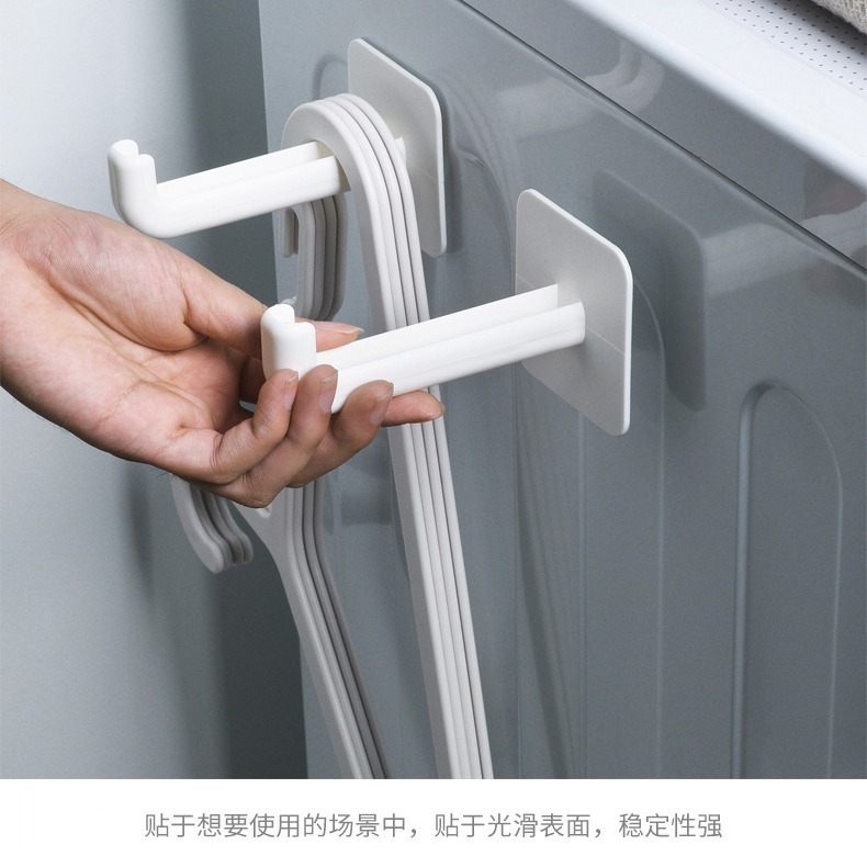 DH130｜黏貼式衣架收納掛鉤 勾型置物架 多功能免打孔掛鉤 J型掛勾 曬衣間衣架收納 多用掛鉤架-細節圖3