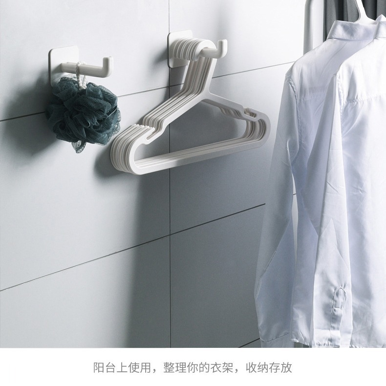 DH130｜黏貼式衣架收納掛鉤 勾型置物架 多功能免打孔掛鉤 J型掛勾 曬衣間衣架收納 多用掛鉤架-細節圖6