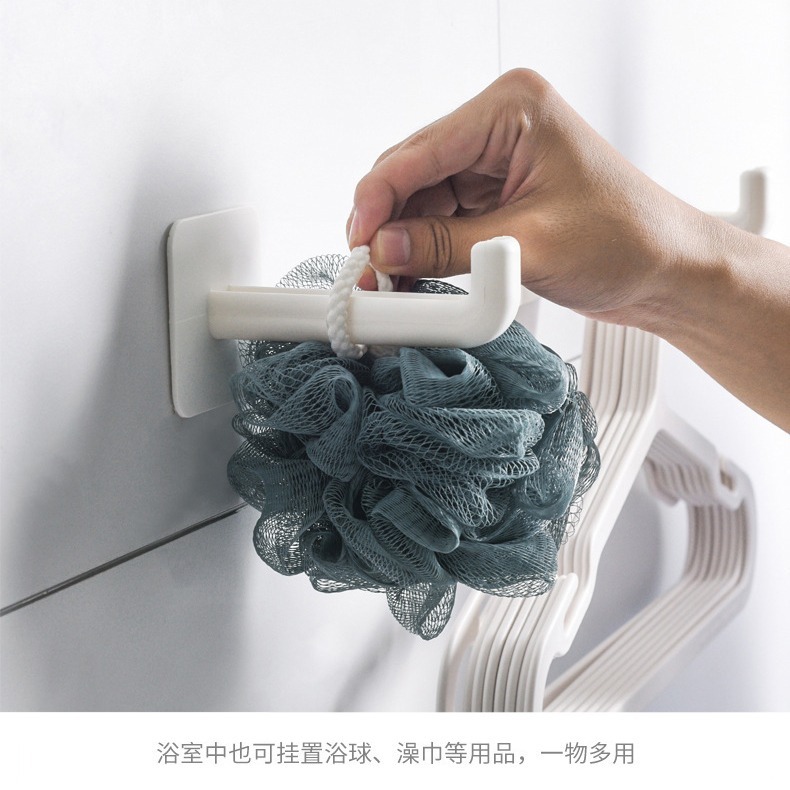 DH130｜黏貼式衣架收納掛鉤 勾型置物架 多功能免打孔掛鉤 J型掛勾 曬衣間衣架收納 多用掛鉤架-細節圖7