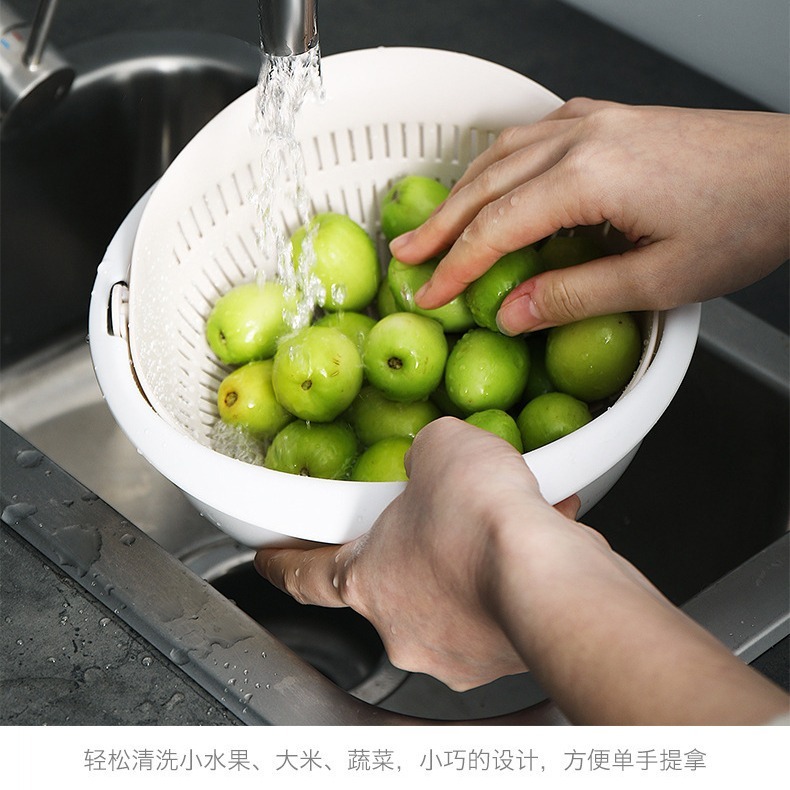 DH061｜雙層旋轉洗菜盆 洗菜籃 瀝水盆 籃子 洗米籃 水果籃-細節圖3