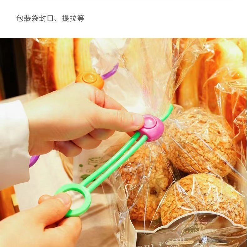 DA028｜食品封口綁帶 食品束口袋 食品密封 彈力拉環扣帶 彈力繩綁帶 彈力繩扣 綁帶繩扣 綑綁帶 理線器-細節圖4