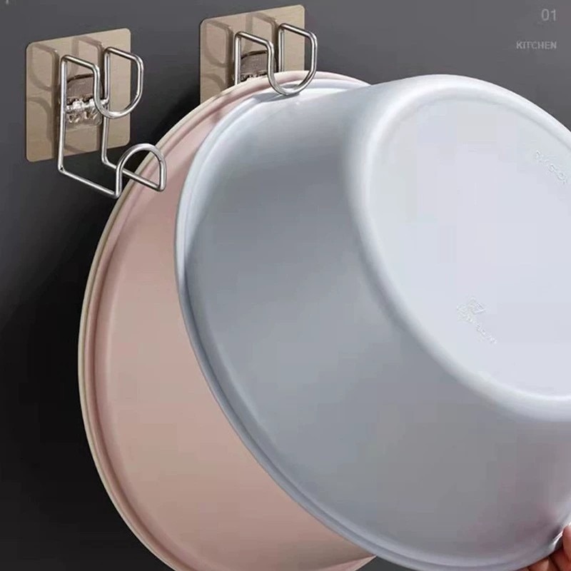 DA155｜臉盆掛鈎 臉盆架 無痕掛勾 防水掛勾 臉盆收納架 廚房掛鉤 砧板掛鉤 不鏽鋼臉盆掛勾 毛巾架-細節圖8