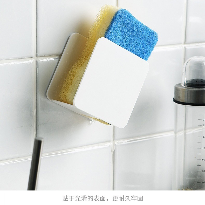 DH077｜菜瓜布海綿收納架 厨房水槽海绵置物架 菜瓜布收纳架 免打孔壁掛式放菜瓜布 可瀝水掛架-細節圖4