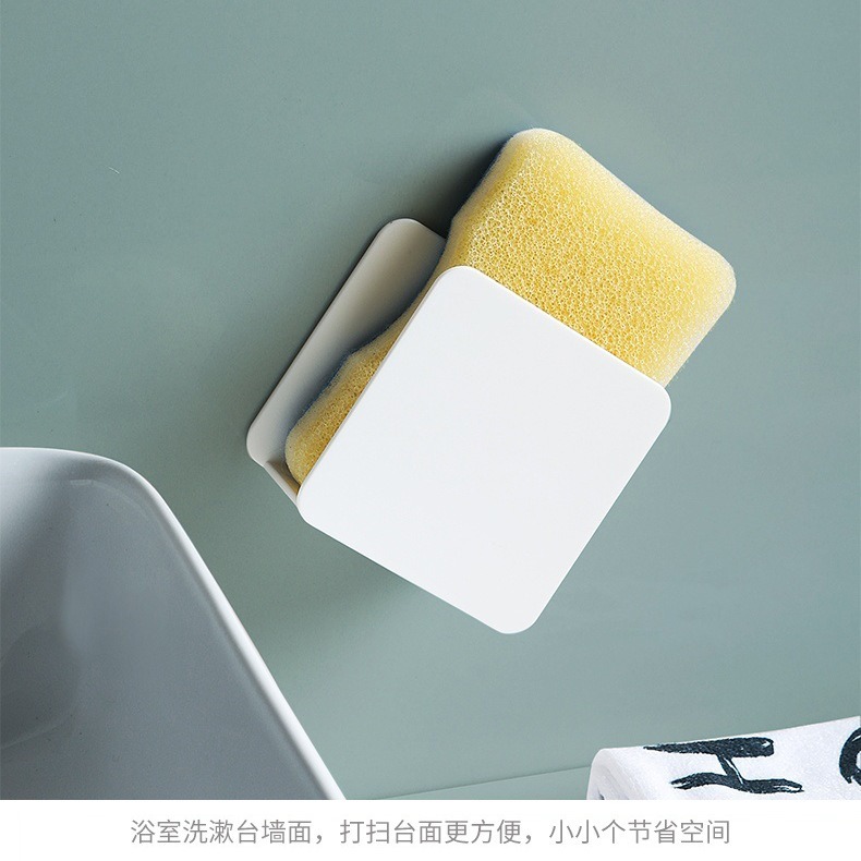 DH077｜菜瓜布海綿收納架 厨房水槽海绵置物架 菜瓜布收纳架 免打孔壁掛式放菜瓜布 可瀝水掛架-細節圖7