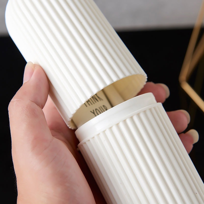 B376｜豎條紋牙刷收納盒 旅行牙刷盒 漱口杯 便攜式漱口杯 環保杯 洗漱杯 牙具盒 牙膏收納筒 旅行 露營-細節圖9