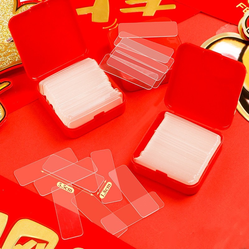 B377｜春聯無痕雙面貼60入 新春聯貼 透明無痕貼 透明無痕春聯貼 不留膠雙面膠雙面貼 固定春聯專用貼-細節圖7