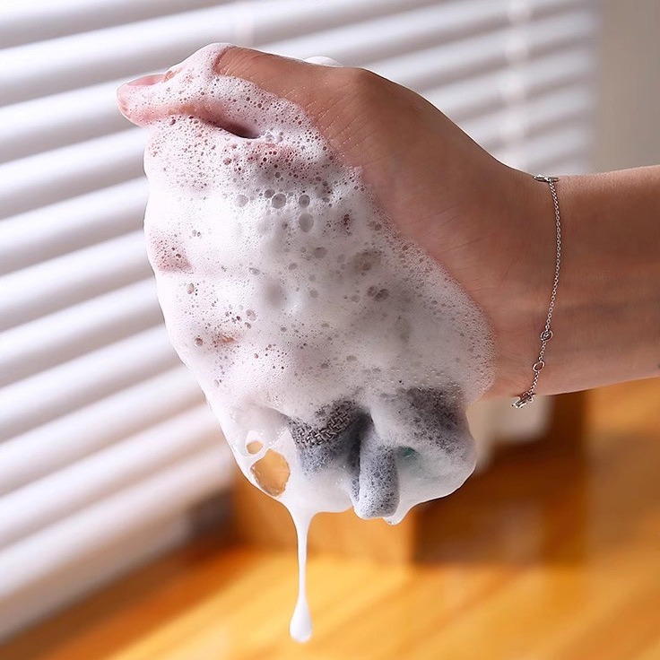 B390｜雙面洗碗布 百潔布 海綿洗碗巾 洗碗刷 洗碗布 不沾油抹布 抹布 海綿刷 雙面魔力擦 海綿纖維-細節圖4