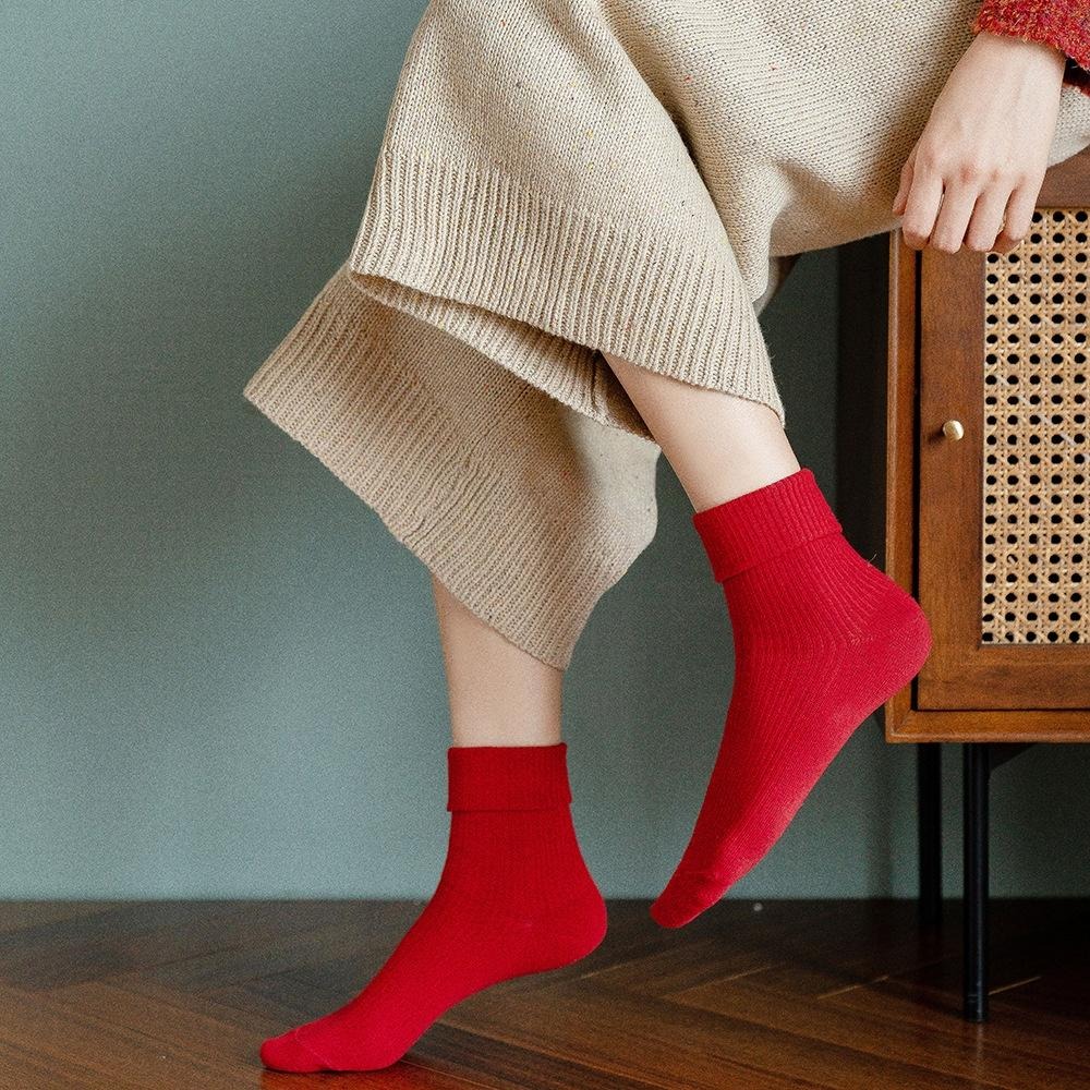 B854｜愛心款 聖誕款 潮流襪  愛心 棋盤格子中筒襪 學院風潮襪 純色中筒襪 中筒襪 保暖愛心襪xiami-細節圖6