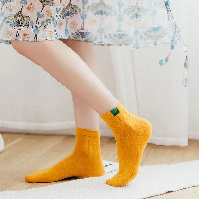 B855｜襪子女秋冬新款 韓版潮流中筒襪 長統襪 純色 堆堆襪 日系中筒襪 時尚中筒襪xiami-細節圖3