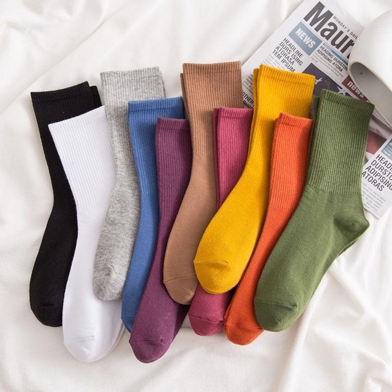 B825｜襪子女中筒 秋冬素色中筒襪棉襪 堆堆襪 日系彩色襪 學院風中筒襪 潮流 耐穿-細節圖8