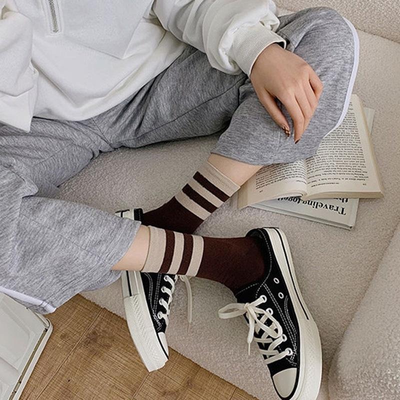 B855｜中筒襪長襪 潮牌 中筒襪 長襪 男襪 女襪 襪子  條紋襪 棉襪 百搭 男女不拘xiami-細節圖3